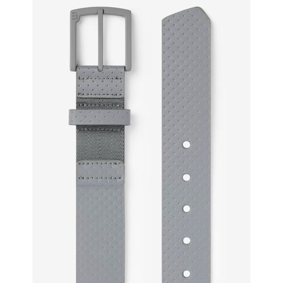 NWT TRAVIS MATHEW Pilatus 2.0 Leather Hybrid Stretch Belt Quiet Shade Grey 34 - Picture 1 of 4